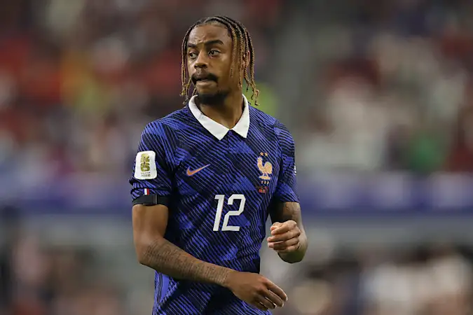 Bradley Barcola in action for France at the 2026 World Cup.