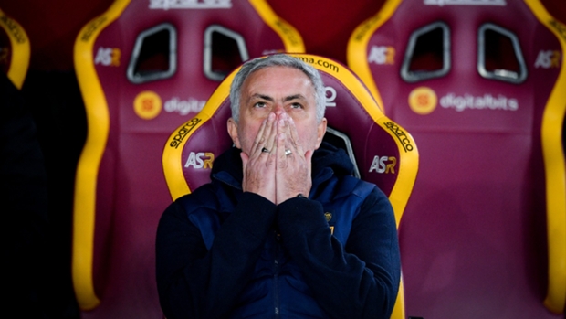 Roma's Jose Mourinho looks on during the Coppa Italia match against Genoa at Stadio Olimpico