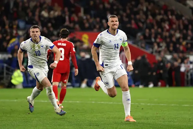Edin Dzeko Celebrates Late Equaliser Against Wales