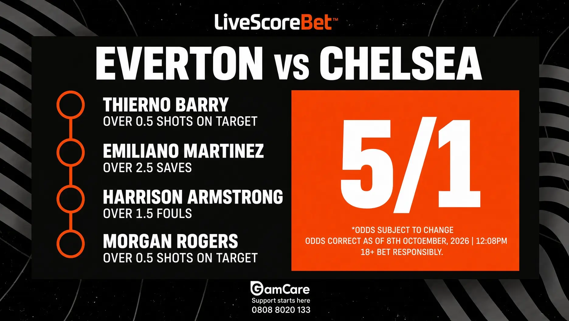 Everton vs Chelsea 4-leg bet builder