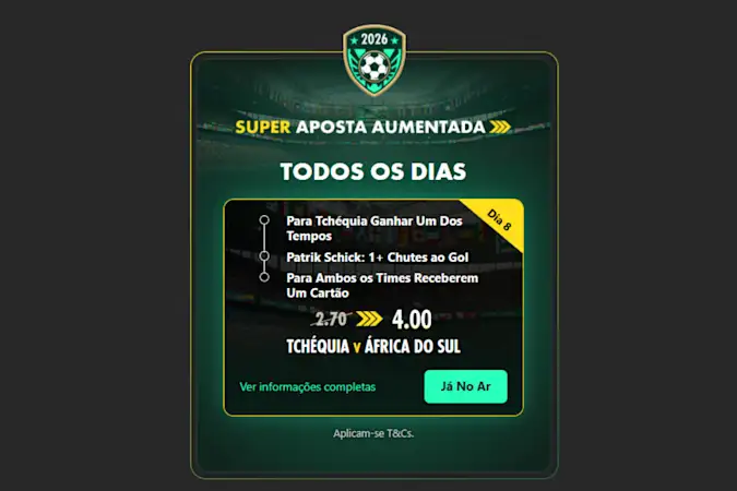 Super aposta aumentada bet365 republica tcheca x áfrica do sul