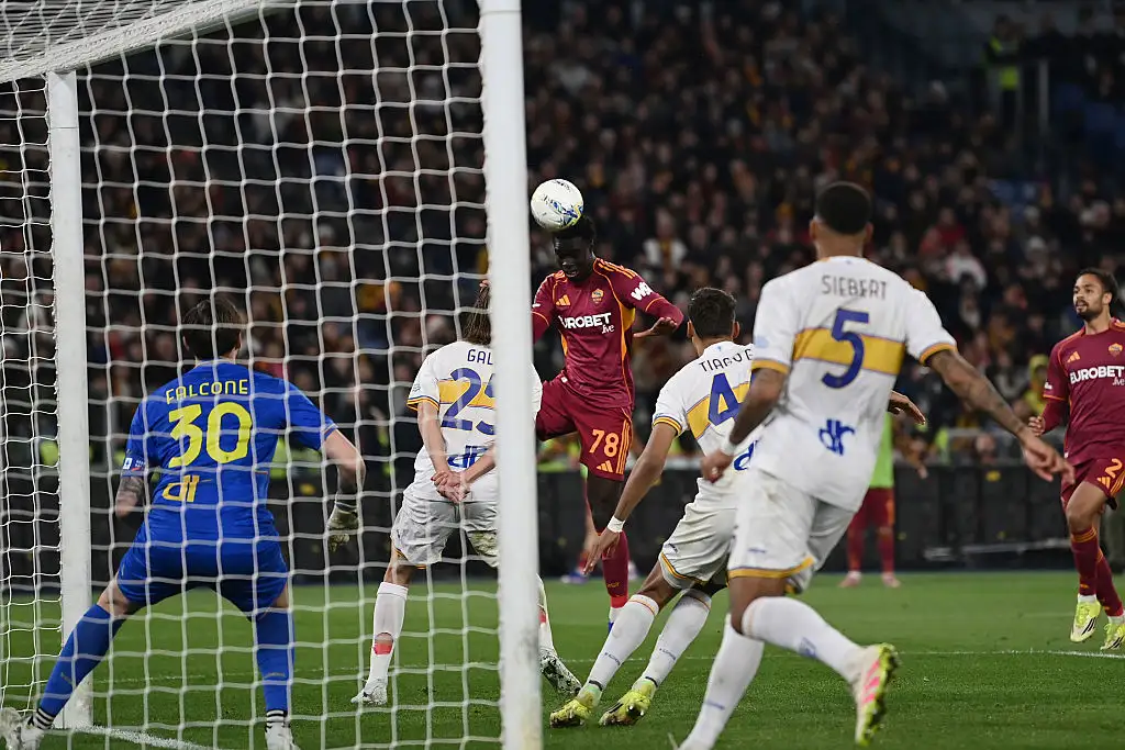 Robinio Vaz of Roma scores goal during the Serie A match between AS Roma and US Lecce at Stadio Olimpico on March 22, 2026 in Rome, Italy