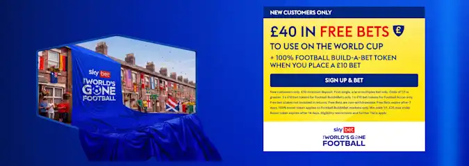 Sky Bet £40 in Free Bets + 100% Build-a-Bet Token