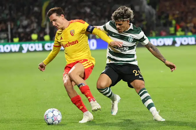Maxi Araújo (right) played a crucial role in Sporting CP’s Champions League victory over Lens on Tuesday