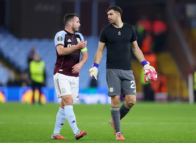 John McGinn and Emiliano Martinez react after Aston Villa's 2-0 win over Maccabi Tel Aviv