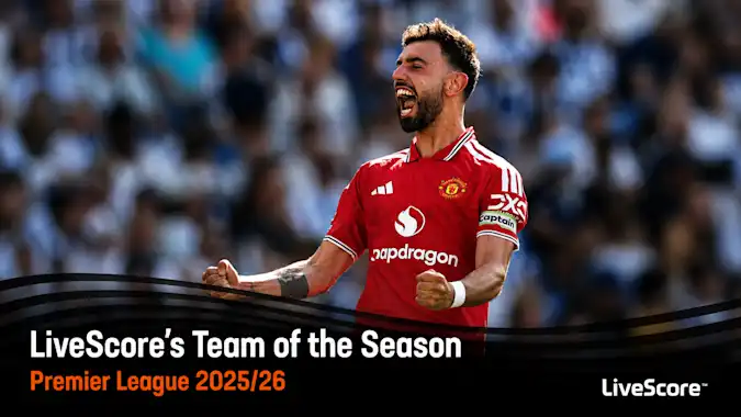 Bruno Fernandes makes LiveScore’s 2025/26 Team of the Season after contributing nine league goals and 21 assists last term