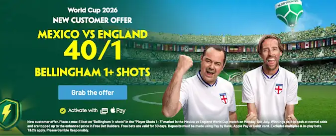 Paddy Power 40/1 Bellingham 1+ Shots