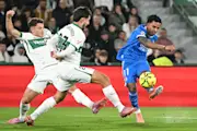 Real Madrid forward Rodrygo in league action against Elche