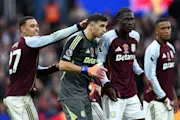 Morgan Rogers, Emiliano Martinez, Amadou Onana and Ezri Konsa in Aston Villa's 4-0 win over Bournemouth