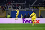 Jens Petter Hauge of FK Bodo/Glimt celebrates after scoring the opening goal during the UEFA Champions League 2025/26 League Knockout Play-off Second Leg match between FC Internazionale Milano and FK Bodo/Glimt at Stadio San Siro