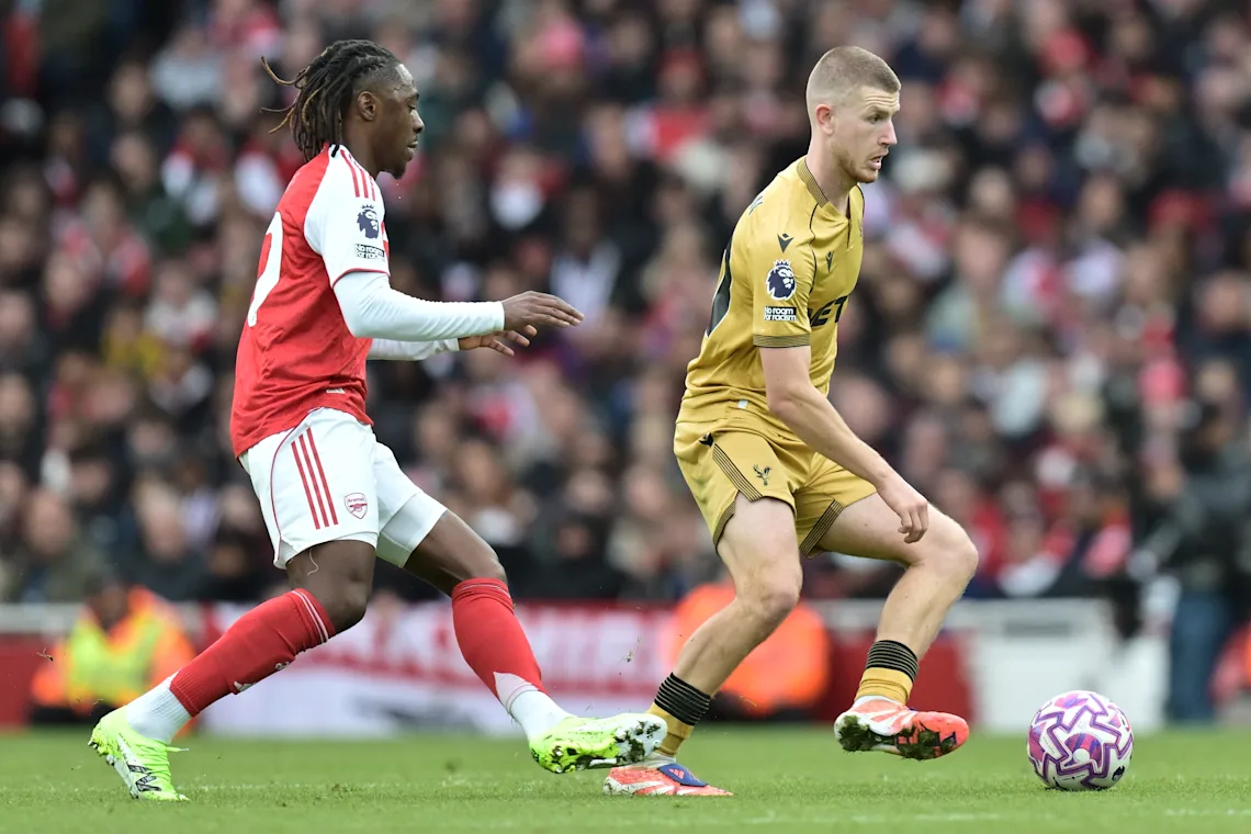 Eberechi Eze and Adam Wharton in action during Arsenal's 1-0 win over Crystal Palace