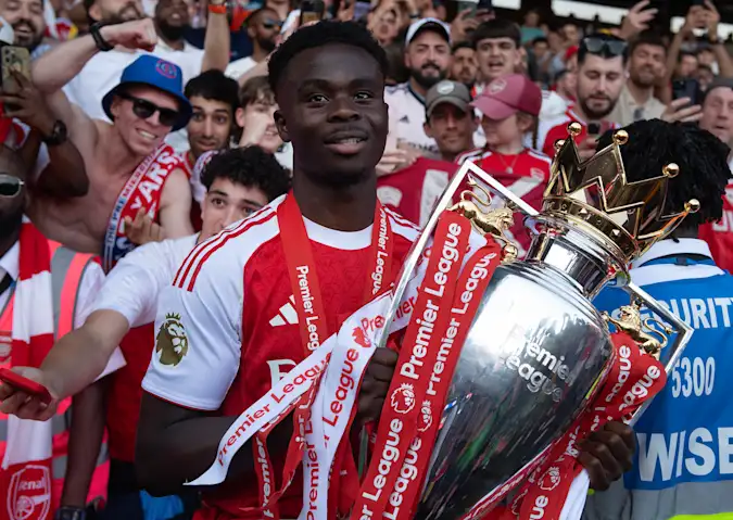 Bukayo Saka was a key figure in Arsenal’s title triumph but has struggled for fitness at the 2026 World Cup