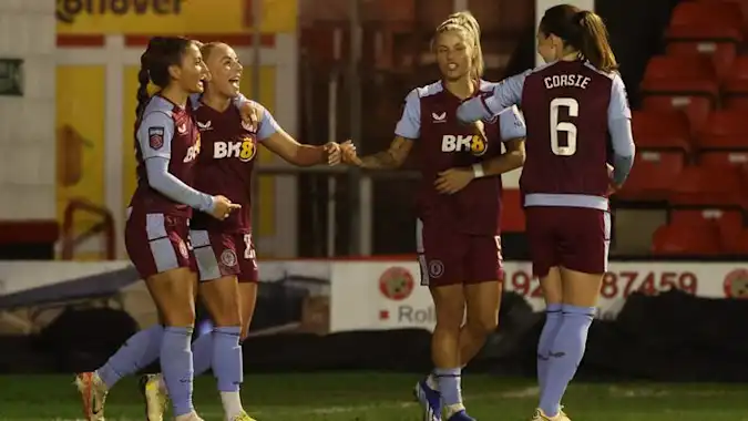 Aston Villa celebrate Adriana Leon