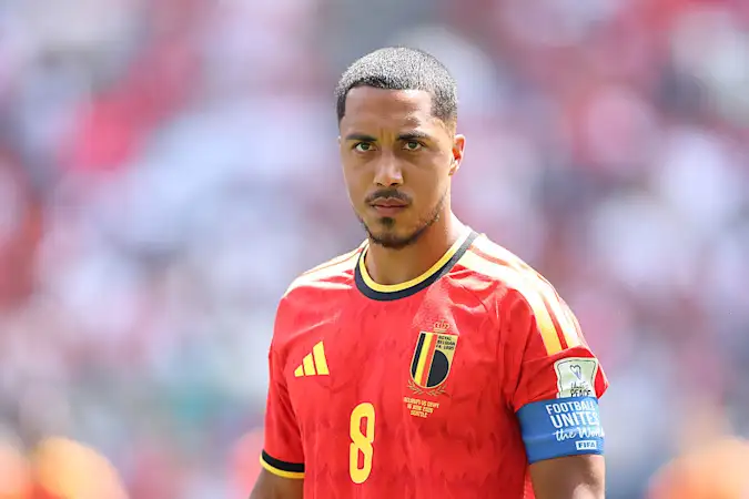 Youri Tielemans (Belgium) looks on before the FIFA World Cup 2026 Group G match between Belgium and Egypt.