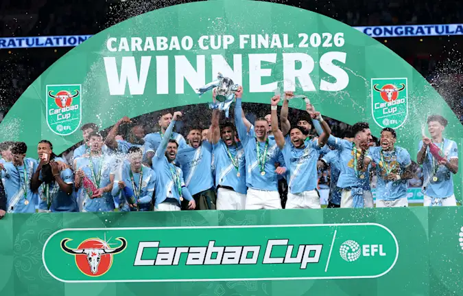 Manchester City Celebrate Their Carabao Cup Success