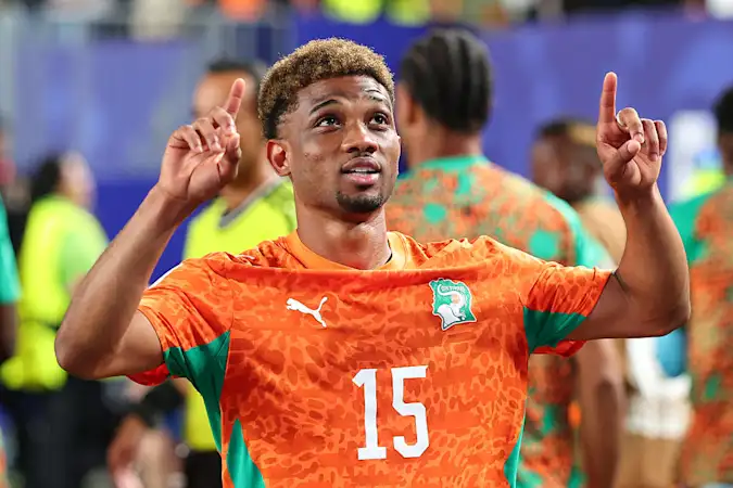 Amad Diallo celebrates his goal for Ivory Coast against Ecuador at the 2026 World Cup.