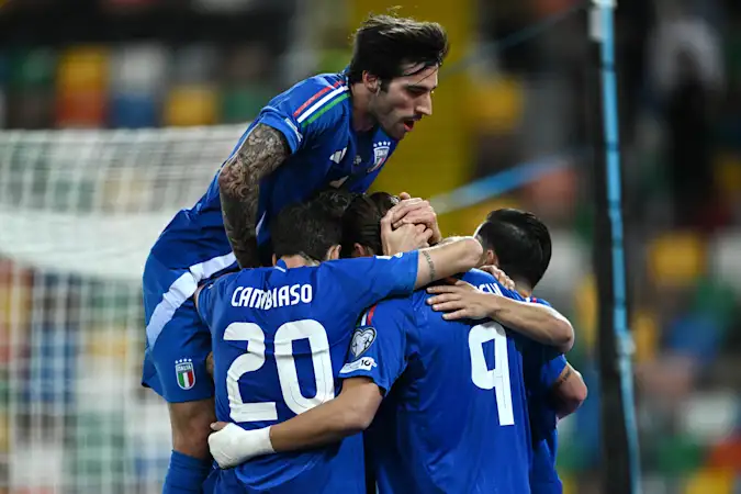 Mateo Retegui of Italy celebrates his goal during the FIFA World Cup 2026 qualifier match between Italy and Israel