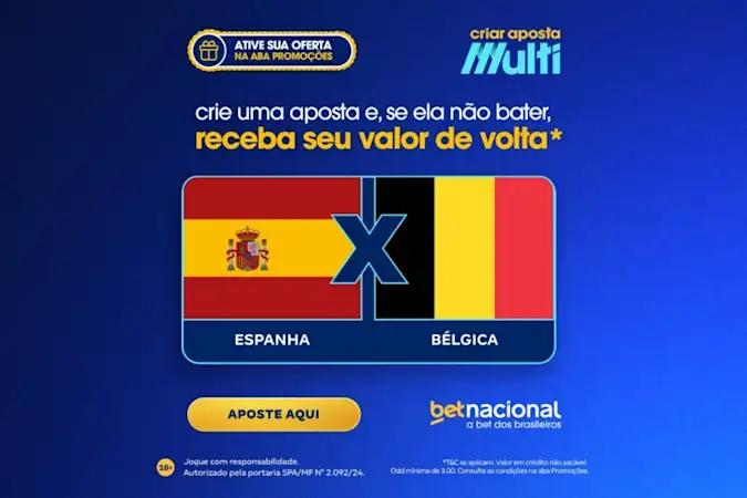 Oferta Betnacional - Espanha x Bélgica