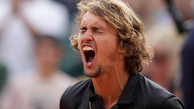 Alexander Zverev roars after beating Tomas Etcheverry (Christophe Ena/AP)