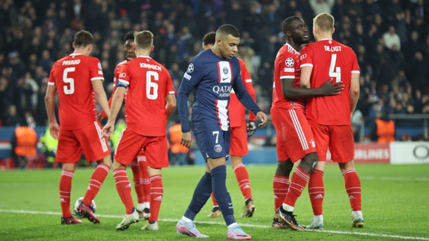 Kylian Mbappe trudges off after defeat to Bayern Munich on Tuesday