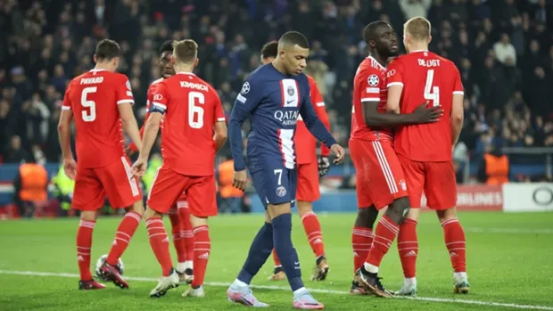 Kylian Mbappe trudges off after defeat to Bayern Munich on Tuesday