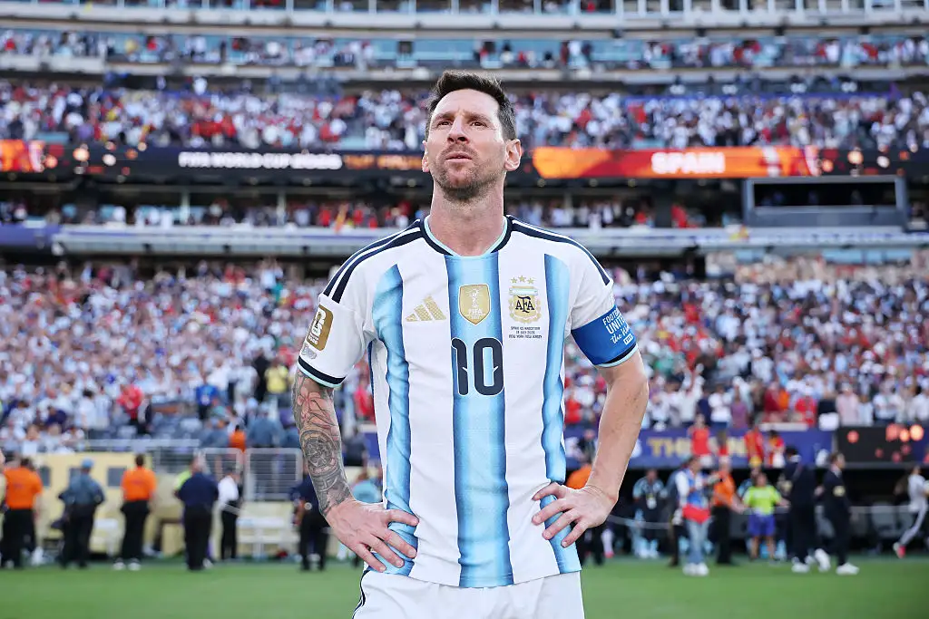 Lionel Messi #10 of Argentina reacts after the 0-1 loss during the FIFA World Cup 2026 Final match between Spain and Argentina at New York New Jersey Stadium on July 19, 2026 in East Rutherford, New Jersey