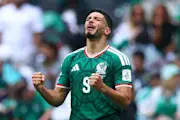 Raul Jiminez after scoring his first ever World Cup goal