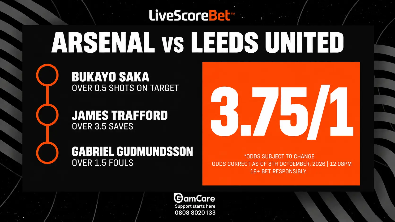Arsenal vs Leeds 3-leg bet builder