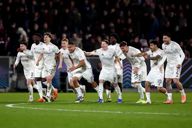 Nottingham Forest Celebrate Their Shootout Win Over Danish Outfit Midtjylland