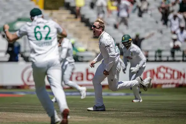 Simon Harmer was the pick of the bowlers for South Africa