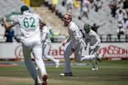 Simon Harmer was the pick of the bowlers for South Africa