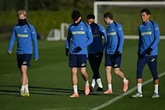 Luas Bergvall, Archie Gray and Brennan Johnson in training for Spurs ahead of PSG clash