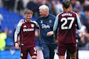 Harvey Elliott and David Moyes following Aston Villa's 0-0 draw with Everton