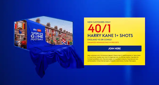 Sky Bet Offer: Harry Kane 1+ Shots 40/1