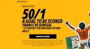 Betfair 50/1 Over 0.5 Goals in France vs Senegal + £5 Free Bet for England Fixture Multi