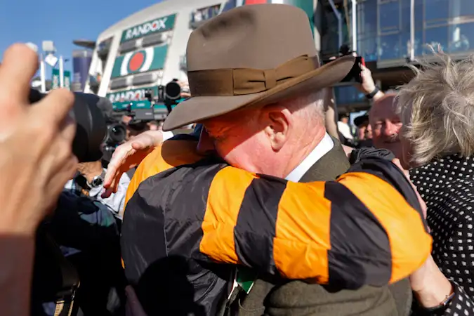 Willie Mullins Celebrating Grand National Win