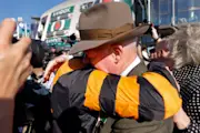 Willie Mullins Celebrating Grand National Win