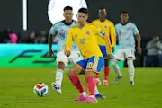 James Rodriguez in possession for Colombia in an international friendly fixture against Costa Rica.