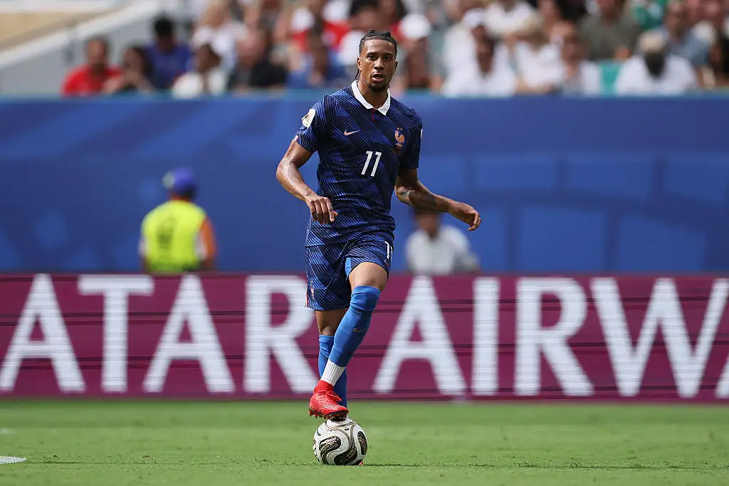 Michael Olise #11 of France controls the ball during the FIFA World Cup 2026 Bronze Final between France and England at Miami Stadium on July 18, 2026 in Miami Gardens, Florida