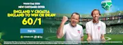 PaddyPower England vs Croatia: England to Win OR Draw 60/1