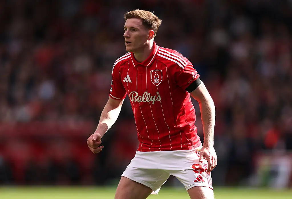 Elliot Anderson of Nottingham Forest during the Premier League match between Nottingham Forest and Burnley at City Ground on April 19, 2026 in Nottingham, England