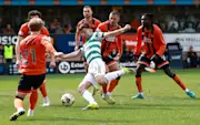 Celtic Defender Kieran Tierney Crowded Out By A Number Of Dundee United Players