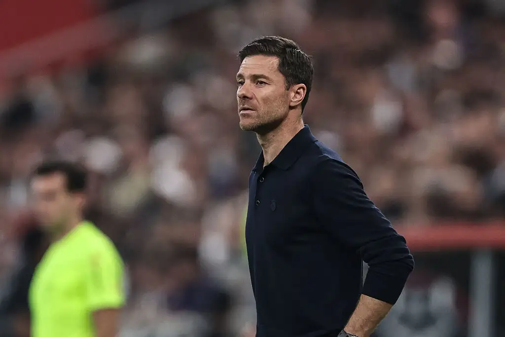 Real Madrid's Spanish coach Xabi Alonso reacts during the Spanish Super Cup final football match between FC Barcelona and Real Madrid at the King Abdullah Stadium in Jeddah on January 11, 2026