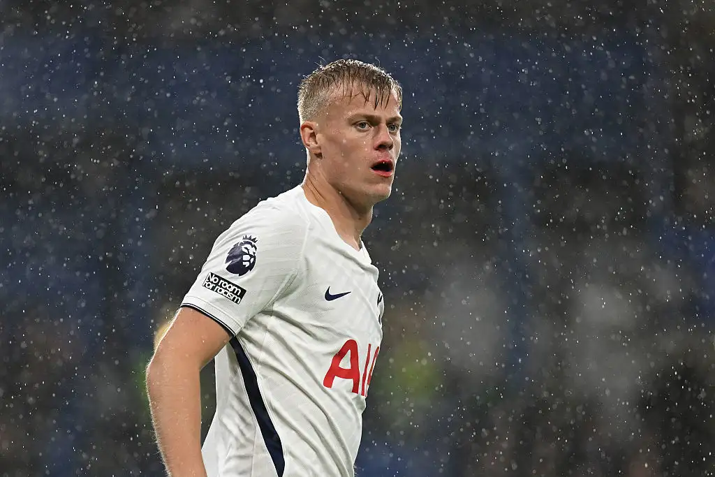 Jan Paul van Hecke of Tottenham Hotspur in action during the Premier League 2026/27 match between Chelsea FC and Tottenham Hotspur at Stamford Bridge on October 25, 2026 in London, England