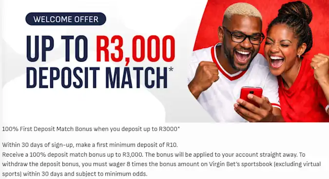 Virgin Bet ZA Welcome Offer || Up to R3000 Deposit Match