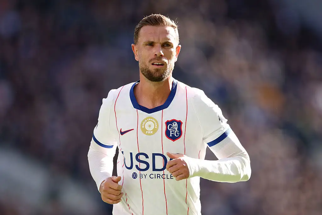 Jordan Henderson of Chelsea looks on during the Premier League 2026/27 match between Everton and Chelsea FC at Hill Dickinson Stadium on October 17, 2026 in Liverpool, England