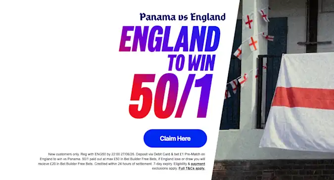 Betfred Offer: England to beat Panama 50/1