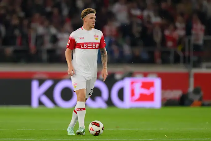 VfB Stuttgart defender Finn Jeltsch in Bundesliga action