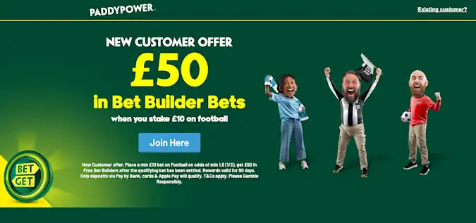 Paddy Power £50 Bet Builder Bets Offer