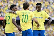 Nuno Santos of Mamelodi Sundowns FC celebrates scoring.